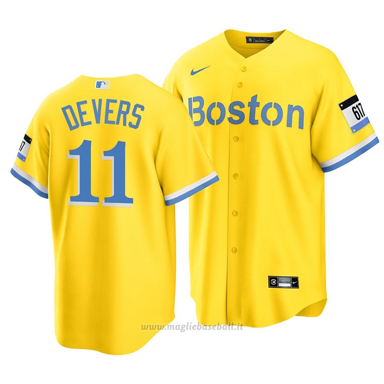Maglia Baseball Uomo Boston Red Sox Rafael Devers 2021 City Connect Replica Or